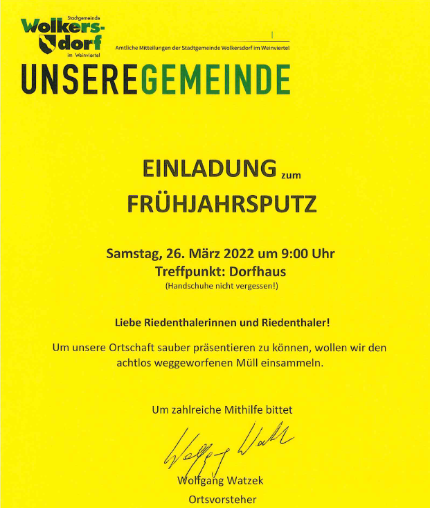 Einladung zum Frühjahrsputz